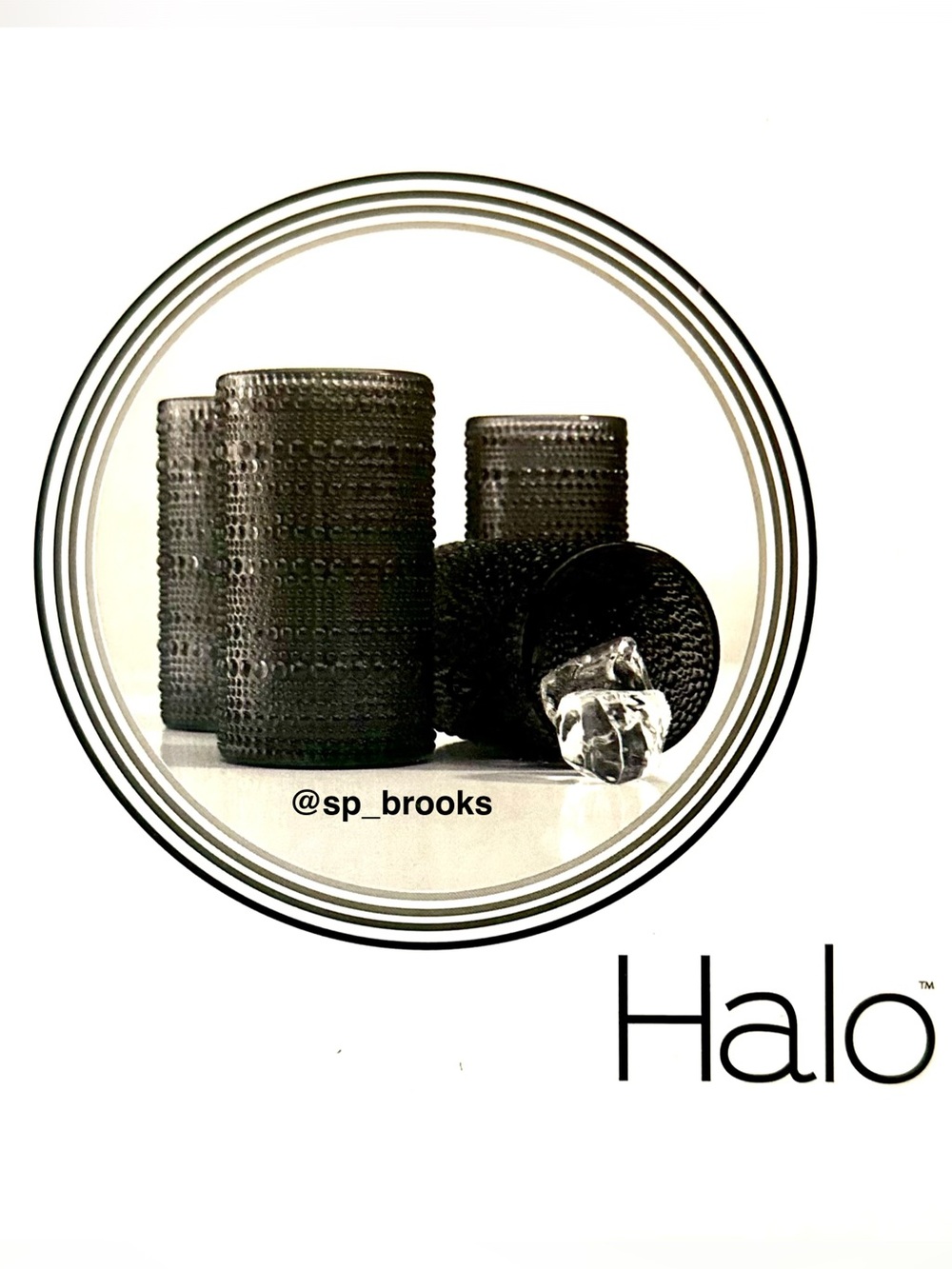 🎁HALO Glass Tumblers -Black Hobnail  Pattern Glass Drinkware -Set of 4 - 15.2 oz